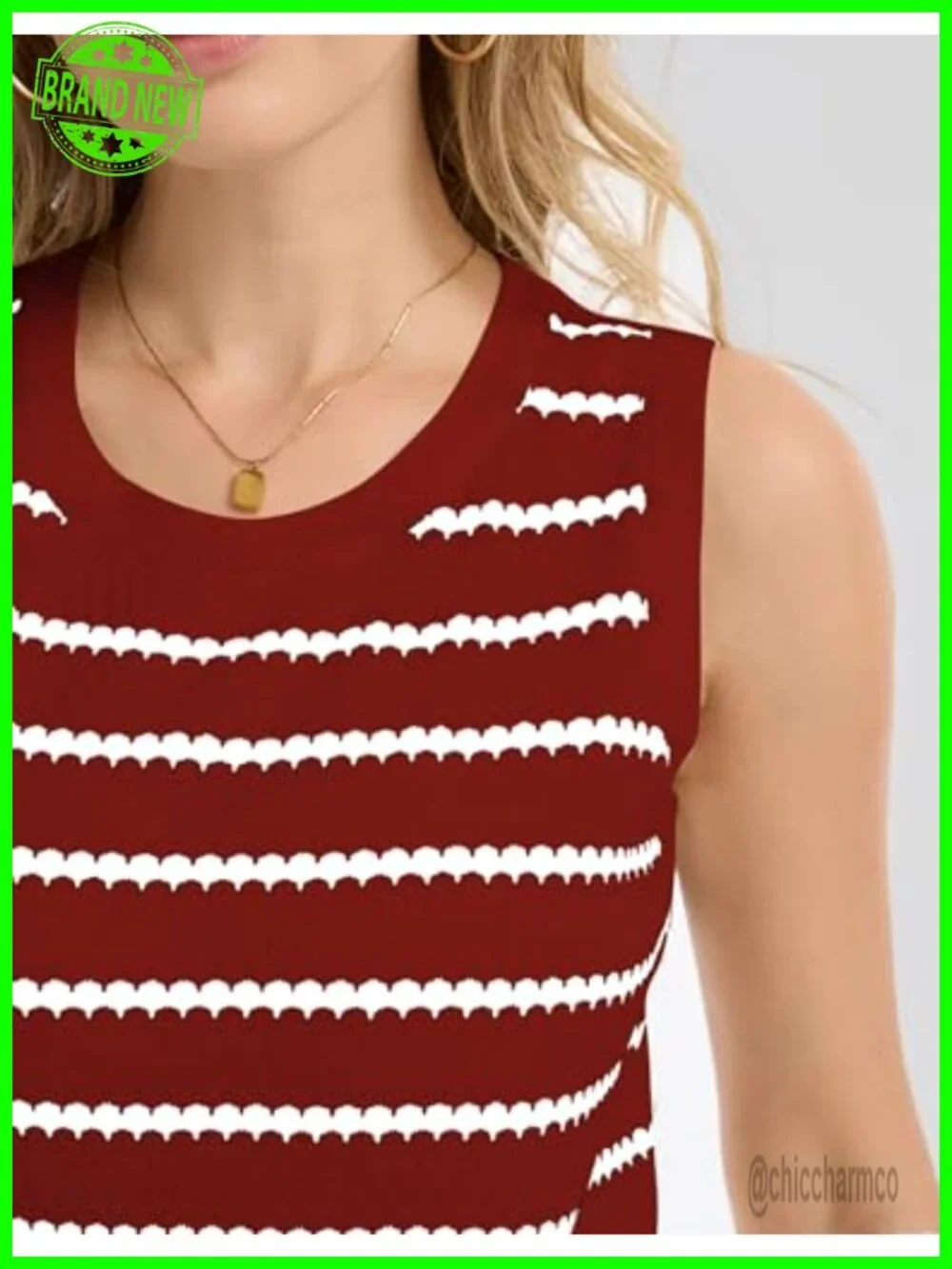 Crochet Striped Sleeveless Sweater Vest Tank Top Knit Women Casual